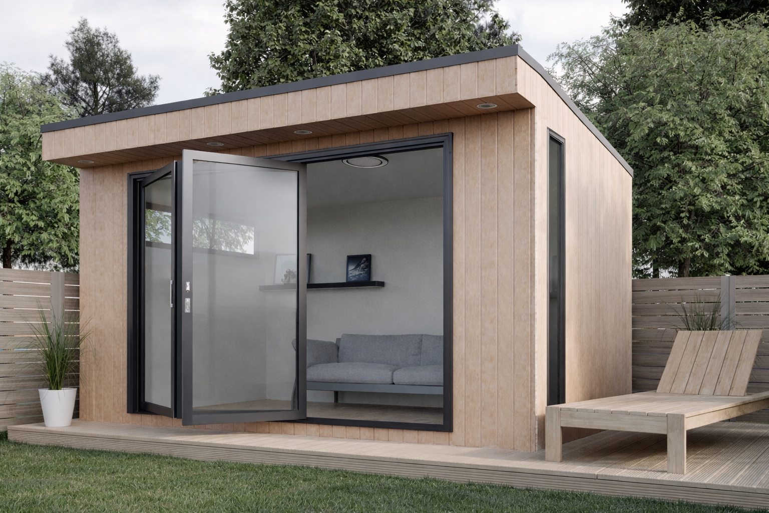 Bi-fold doors in Red Grandis timber